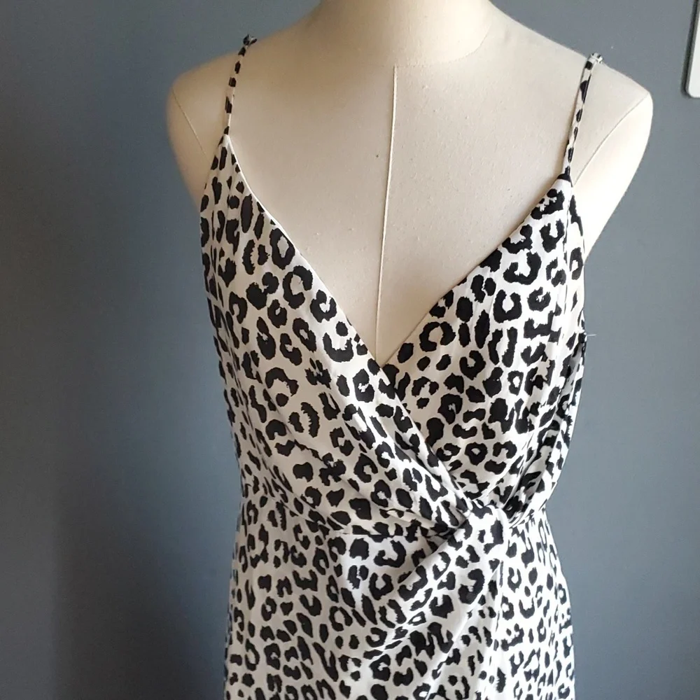 black white faux wrapped dress size s - Picture 3 of 11
